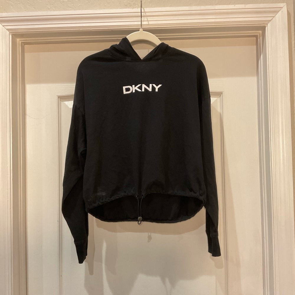 DKNY Black Hooded Cropped Long Sleeve